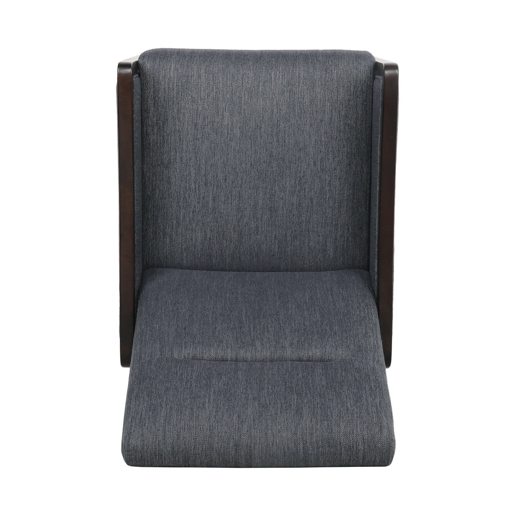 Fauteuil inclinable rembourré de style Mid-Century, couleur anthracite, avec repose-pieds et cadre en bois de bouleau