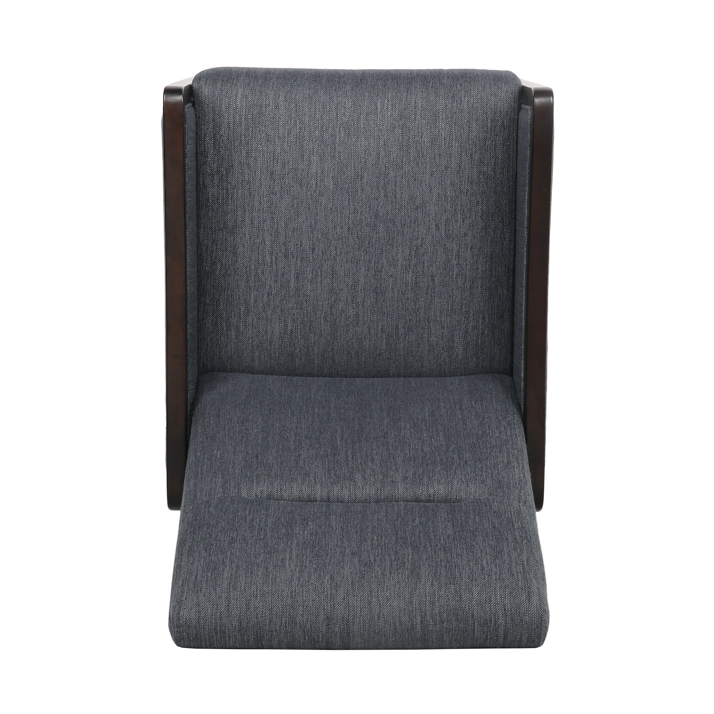 Fauteuil inclinable rembourré de style Mid-Century, couleur anthracite, avec repose-pieds et cadre en bois de bouleau