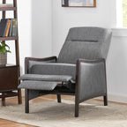 Fauteuil inclinable rembourré de style Mid-Century, couleur anthracite, avec repose-pieds et cadre en bois de bouleau