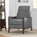 Fauteuil inclinable rembourré de style Mid-Century, couleur anthracite, avec repose-pieds et cadre en bois de bouleau