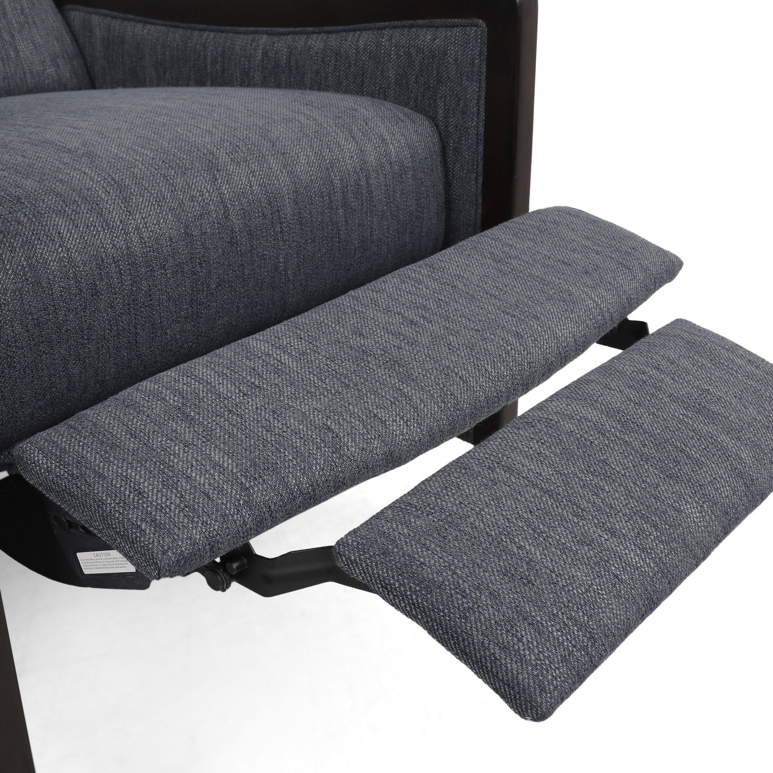 Fauteuil inclinable rembourré de style Mid-Century, couleur anthracite, avec repose-pieds et cadre en bois de bouleau