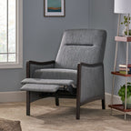 Fauteuil inclinable rembourré de style Mid-Century, couleur anthracite, avec repose-pieds et cadre en bois de bouleau
