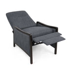 Fauteuil inclinable rembourré de style Mid-Century, couleur anthracite, avec repose-pieds et cadre en bois de bouleau