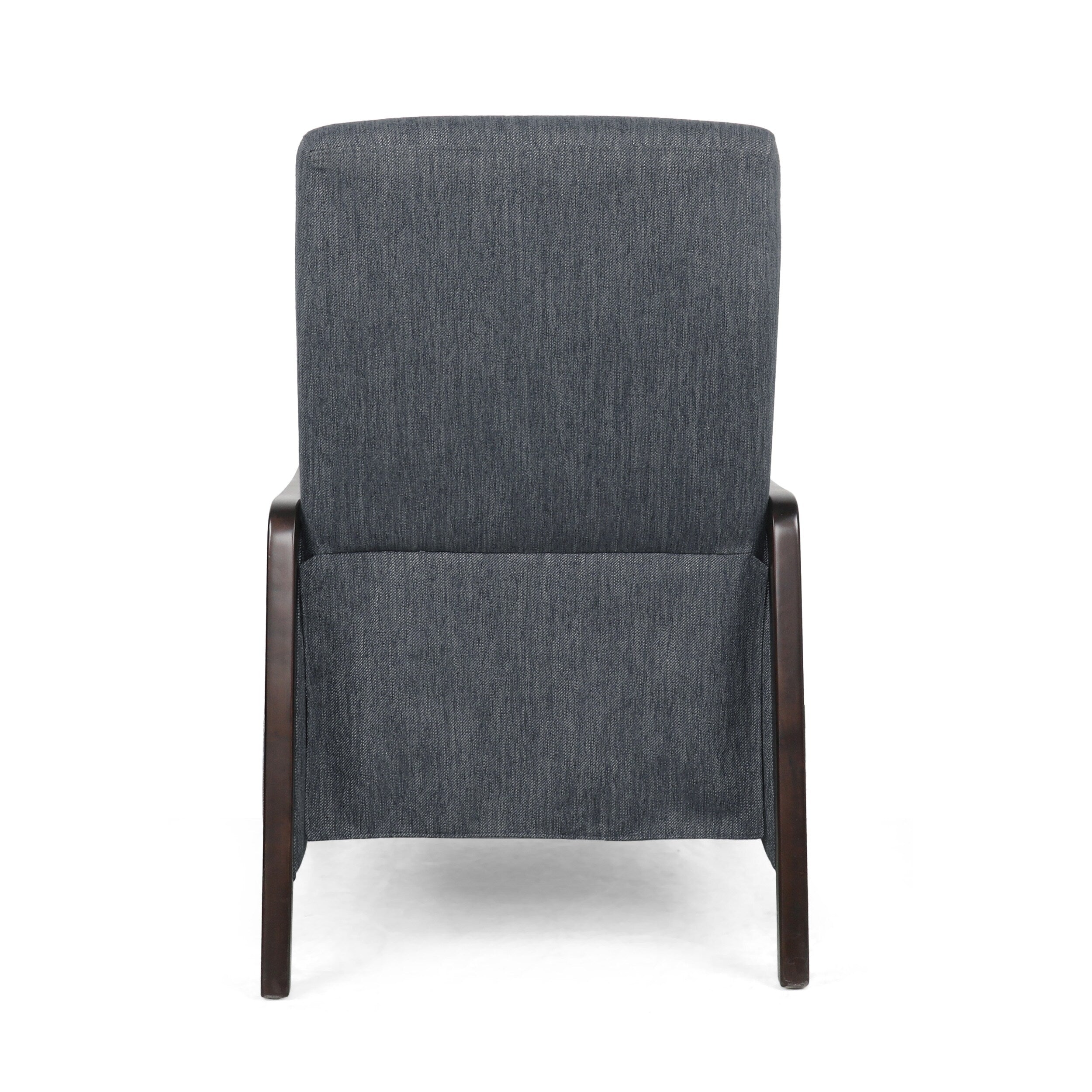 Fauteuil inclinable rembourré de style Mid-Century, couleur anthracite, avec repose-pieds et cadre en bois de bouleau