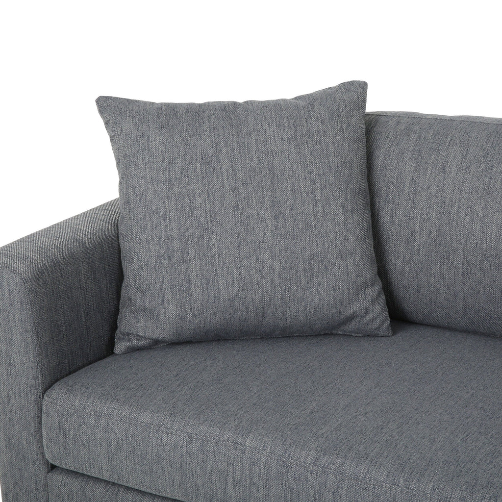 Canapé 3 places moderne 101 en charbon de bois avec pieds en bois et deux coussins pour le salon