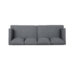 Canapé 3 places moderne anthracite 86 avec pieds en bois et dossier capitonné pour le salon