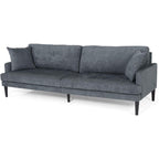 Canapé 3 places rembourré moderne anthracite 96,25 avec pieds en bois et coussins décoratifs pour le salon