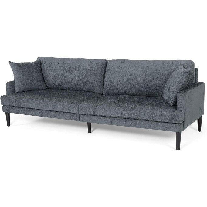 Canapé 3 places rembourré moderne anthracite 96,25 avec pieds en bois et coussins décoratifs pour le salon