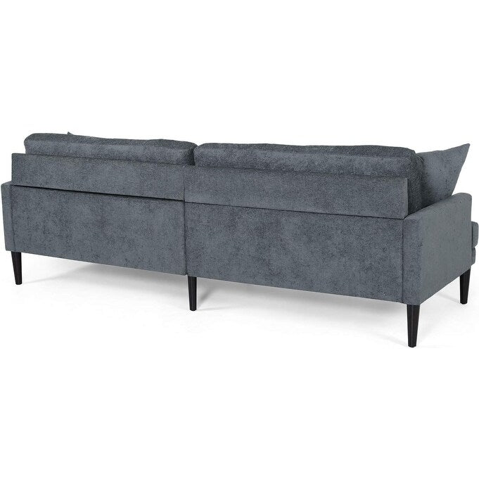 Canapé 3 places rembourré moderne anthracite 96,25 avec pieds en bois et coussins décoratifs pour le salon