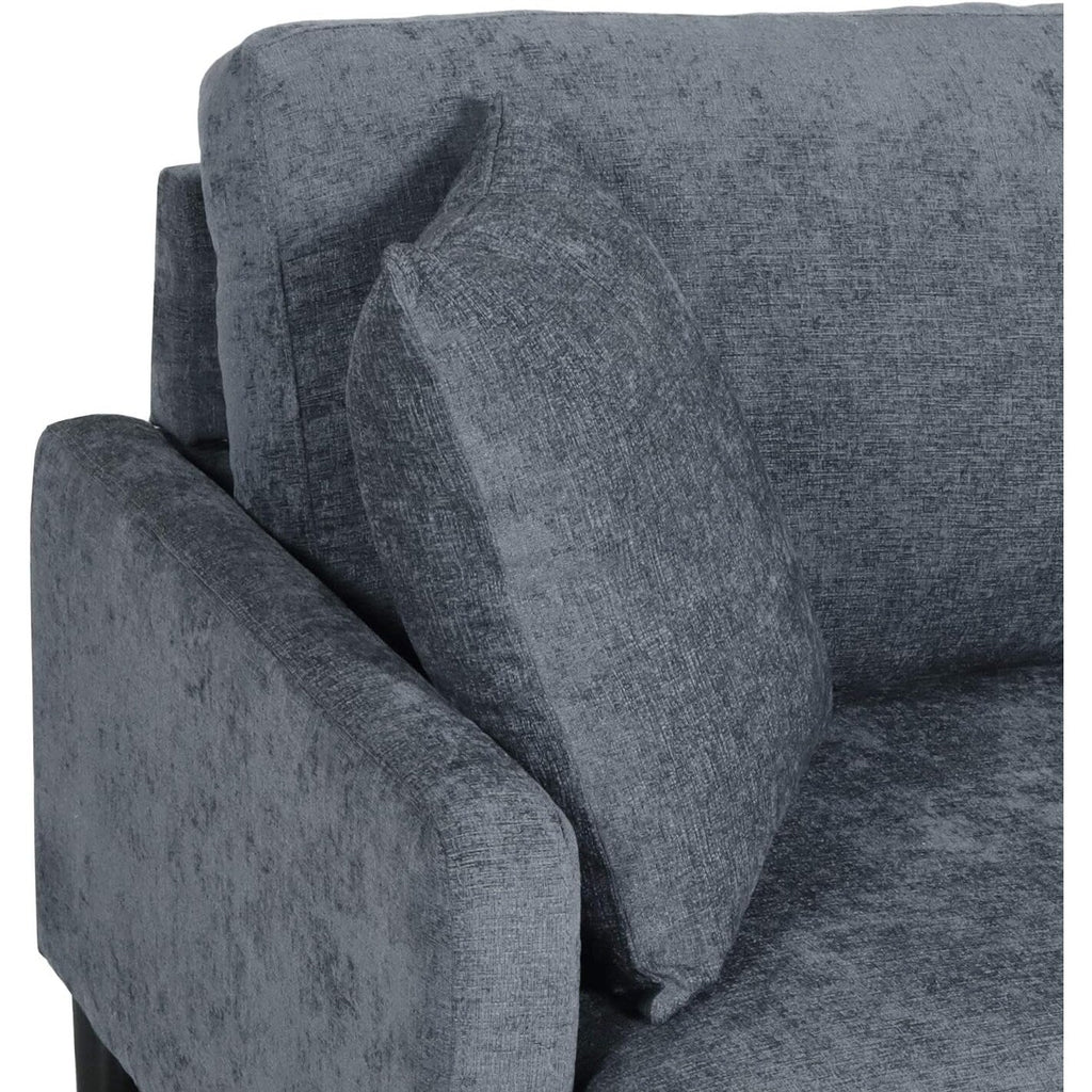 Canapé 3 places rembourré moderne anthracite 96,25 avec pieds en bois et coussins décoratifs pour le salon