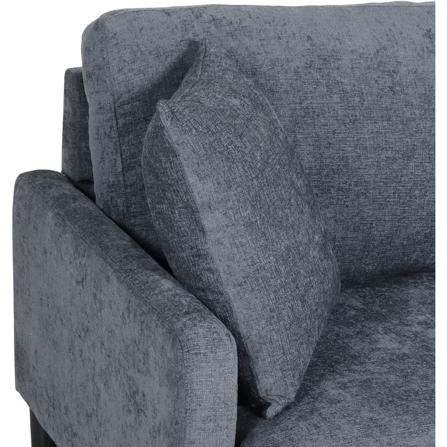 Canapé 3 places rembourré moderne anthracite 96,25 avec pieds en bois et coussins décoratifs pour le salon