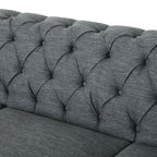 Canapé Chesterfield 3 places capitonné de style rétro anthracite avec pieds en bois pour le salon