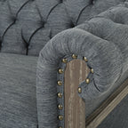 Canapé Chesterfield 3 places capitonné de style rétro anthracite avec pieds en bois pour le salon