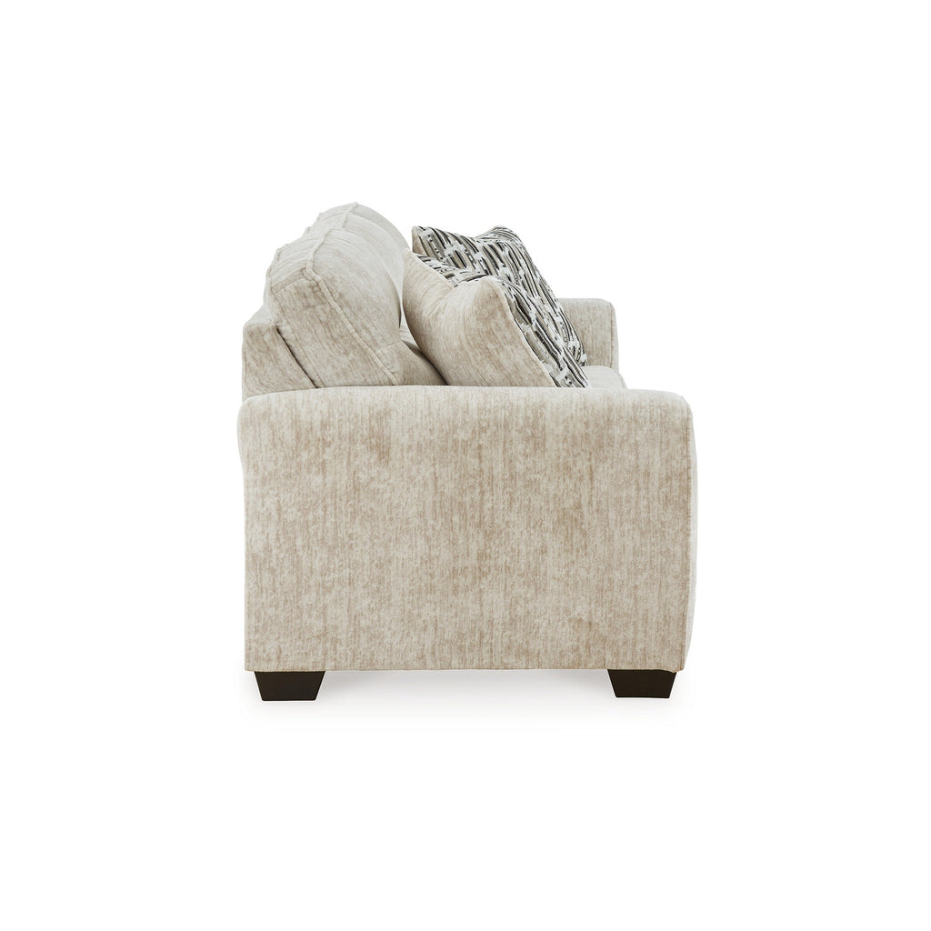 Canapé Charlie, polyester blanc parchemin naturel, 2 coussins, 228 cm