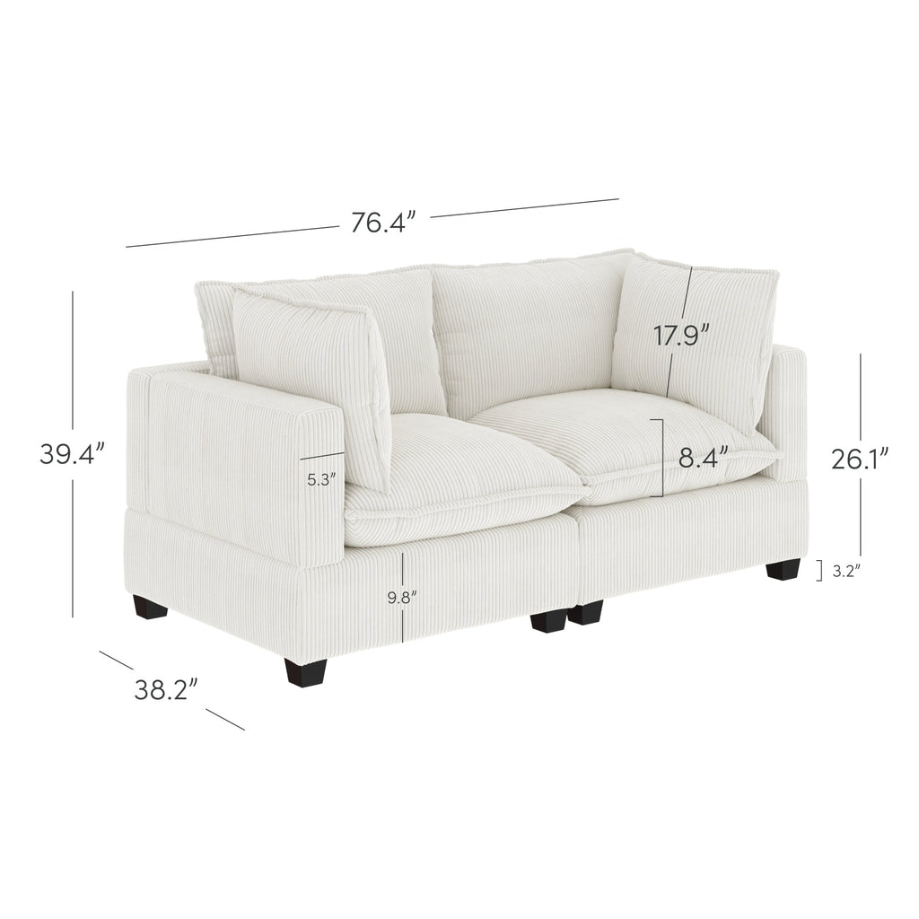 Canapé modulaire rembourré Chelsea Modern Cloud avec assise profonde et coussins moelleux