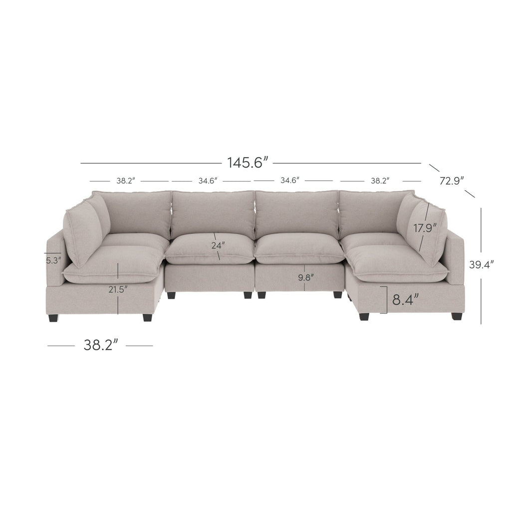 Canapé modulaire rembourré Chelsea Modern Cloud avec assise profonde et coussins moelleux