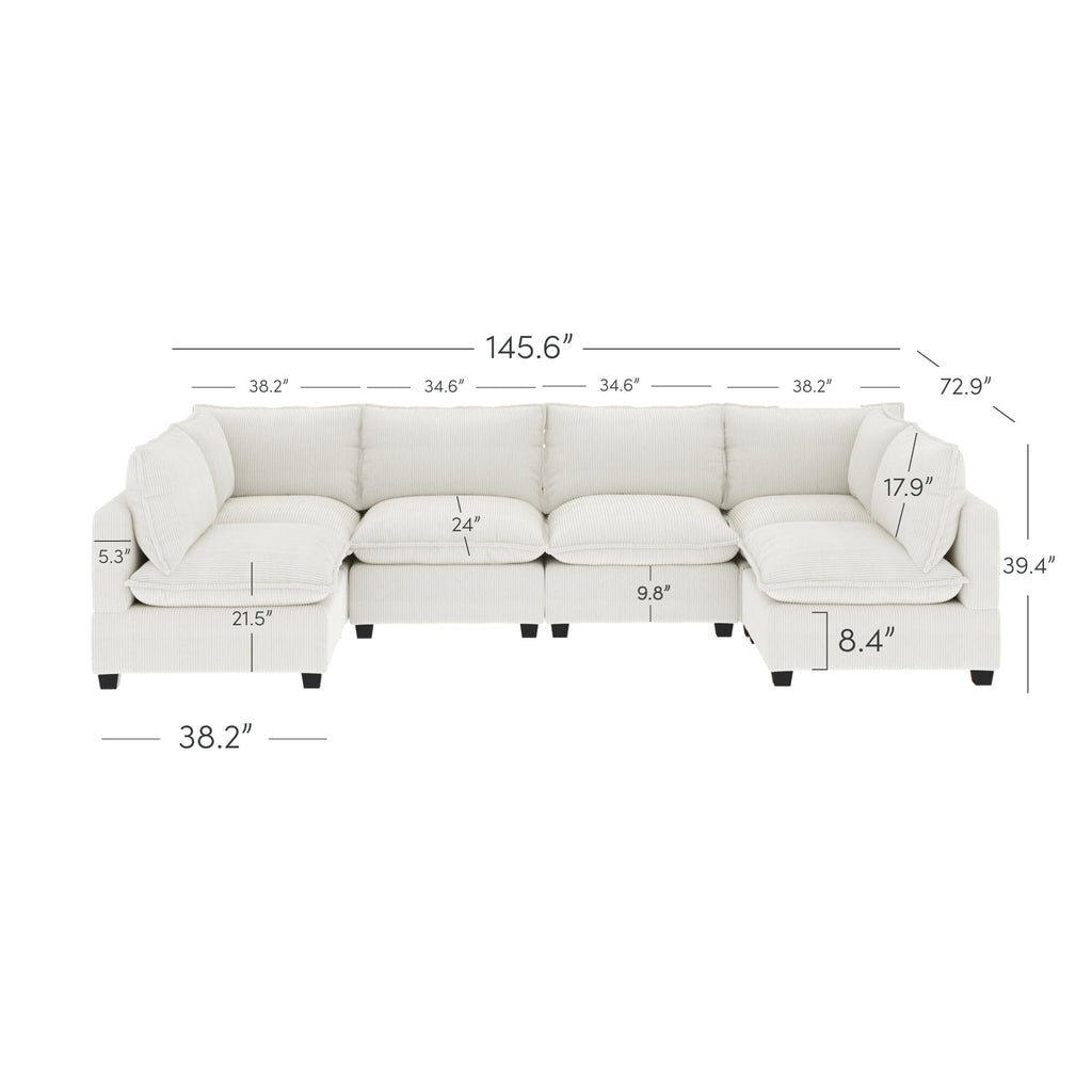 Canapé modulaire rembourré Chelsea Modern Cloud avec assise profonde et coussins moelleux