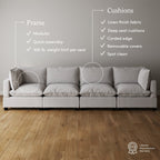 Canapé modulaire rembourré Chelsea Modern Cloud avec assise profonde et coussins moelleux