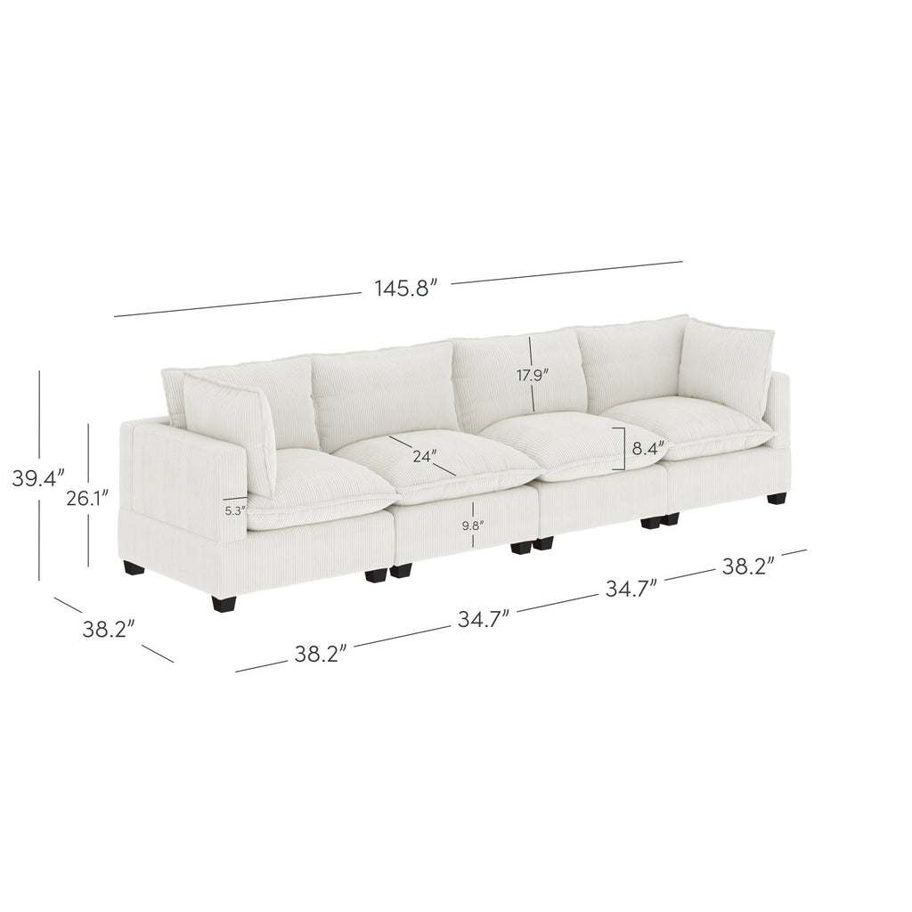 Canapé modulaire rembourré Chelsea Modern Cloud avec assise profonde et coussins moelleux
