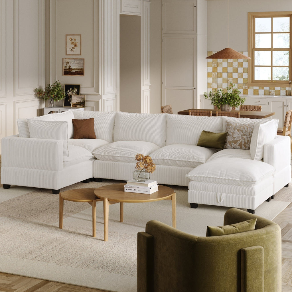 Canapé modulaire rembourré Chelsea Modern Cloud avec assise profonde et coussins moelleux