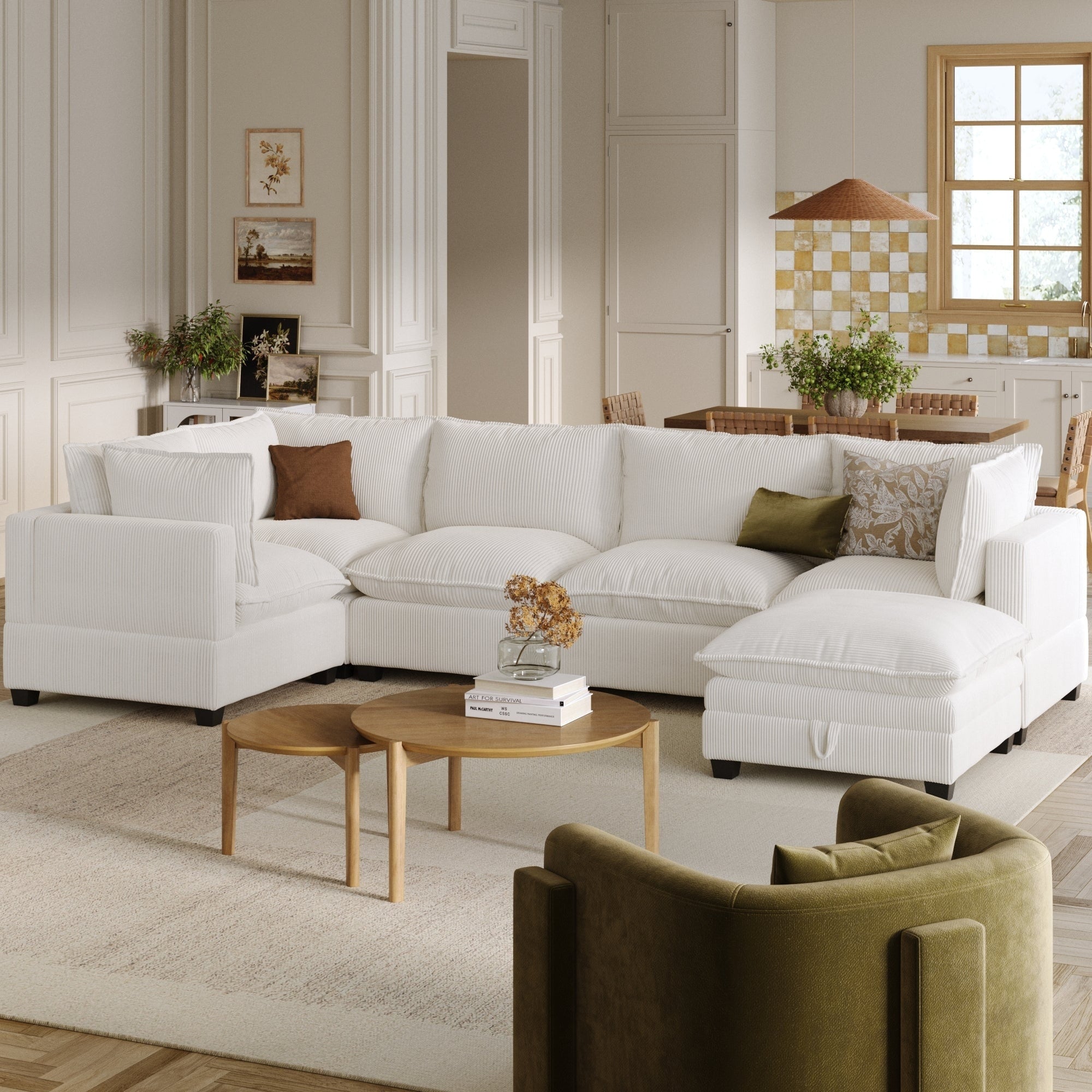 Canapé modulaire rembourré Chelsea Modern Cloud avec assise profonde et coussins moelleux