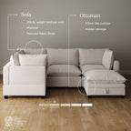 Canapé modulaire rembourré Chelsea Modern Cloud avec assise profonde et coussins moelleux