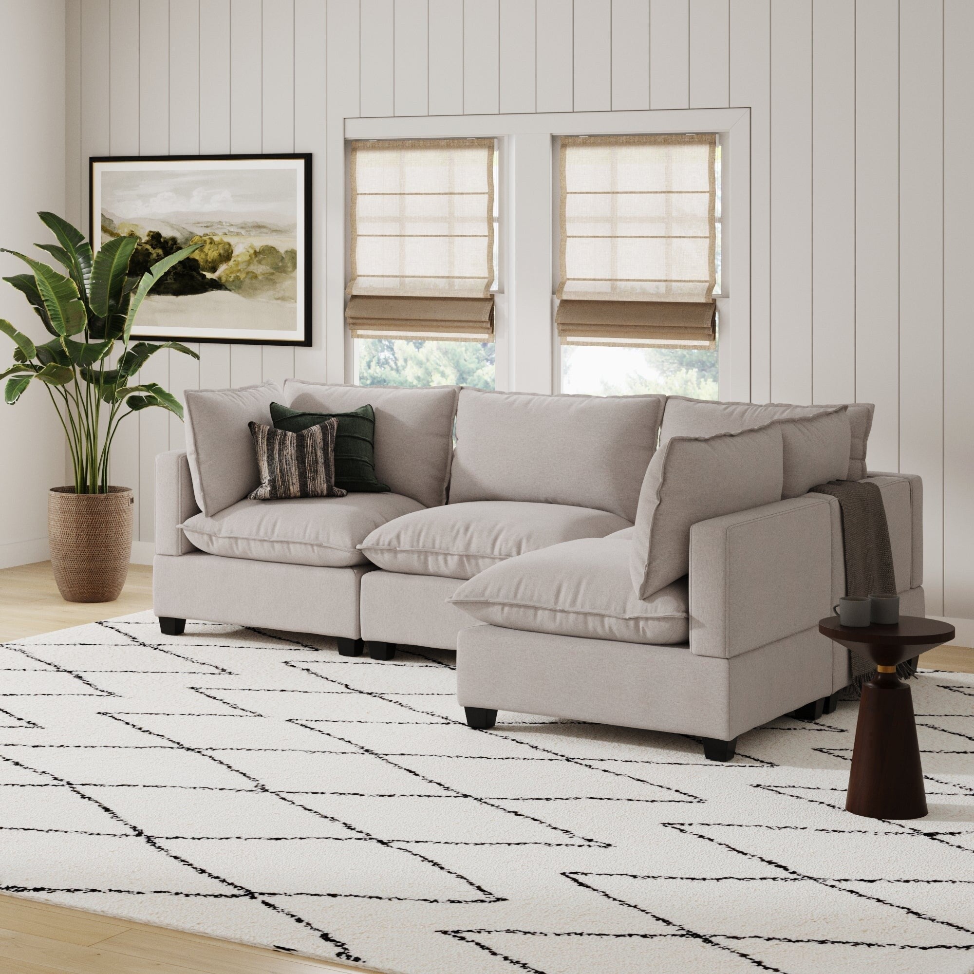 Canapé modulaire rembourré Chelsea Modern Cloud avec assise profonde et coussins moelleux