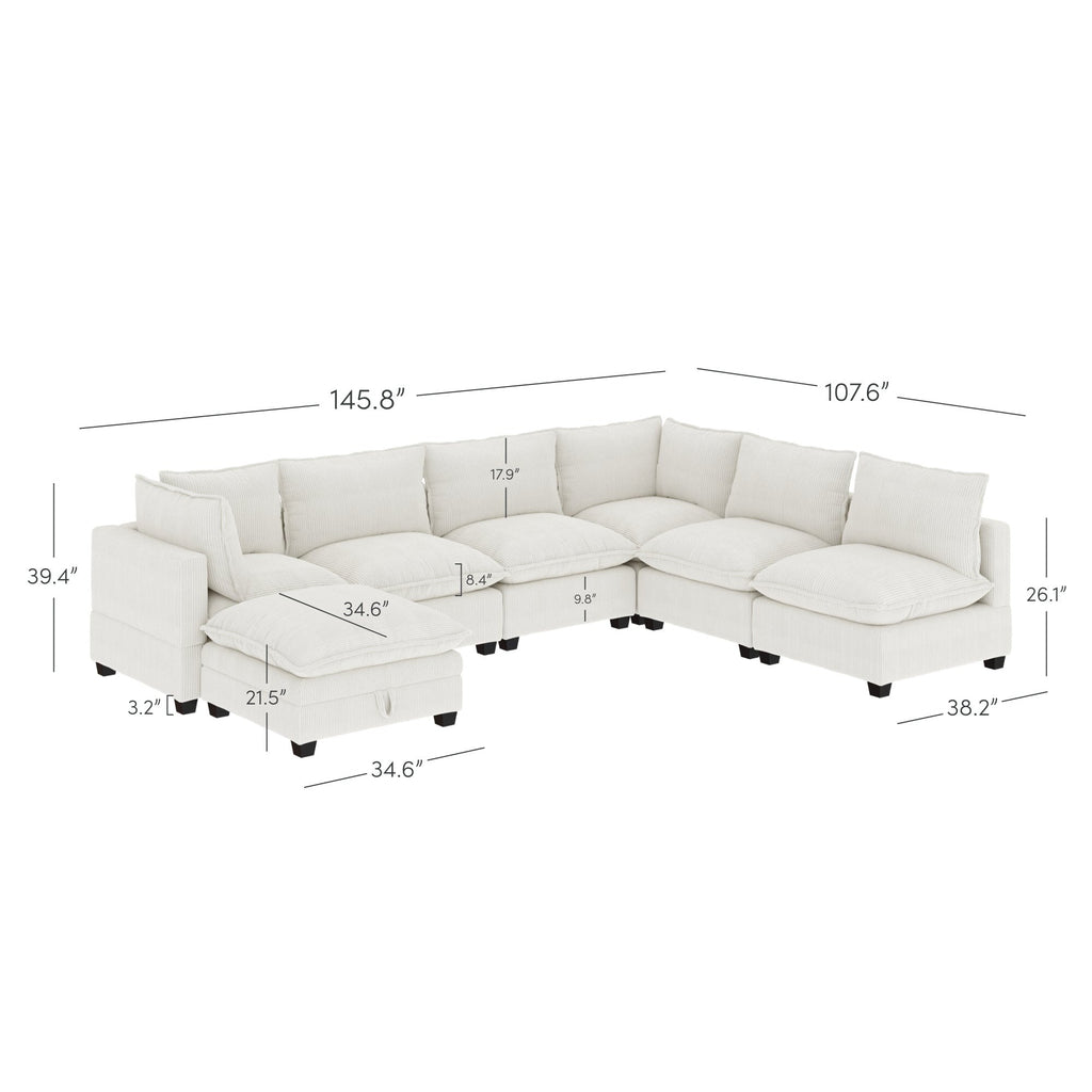Canapé modulaire rembourré Chelsea Modern Cloud avec assise profonde et coussins moelleux
