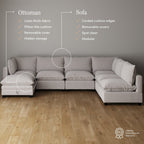 Canapé modulaire rembourré Chelsea Modern Cloud avec assise profonde et coussins moelleux