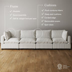 Canapé modulaire rembourré Chelsea Modern Cloud avec assise profonde et coussins moelleux