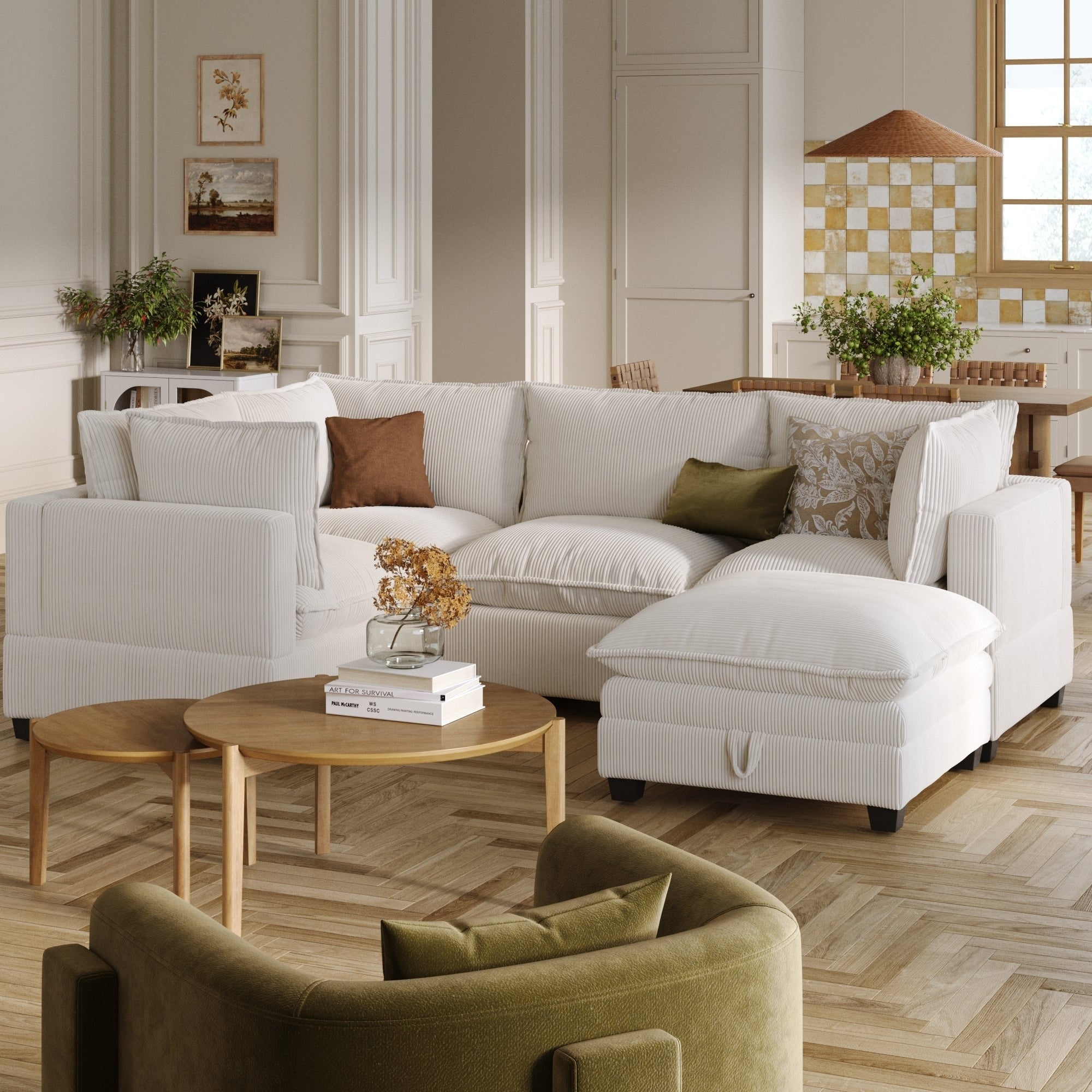 Canapé modulaire rembourré Chelsea Modern Cloud avec assise profonde et coussins moelleux