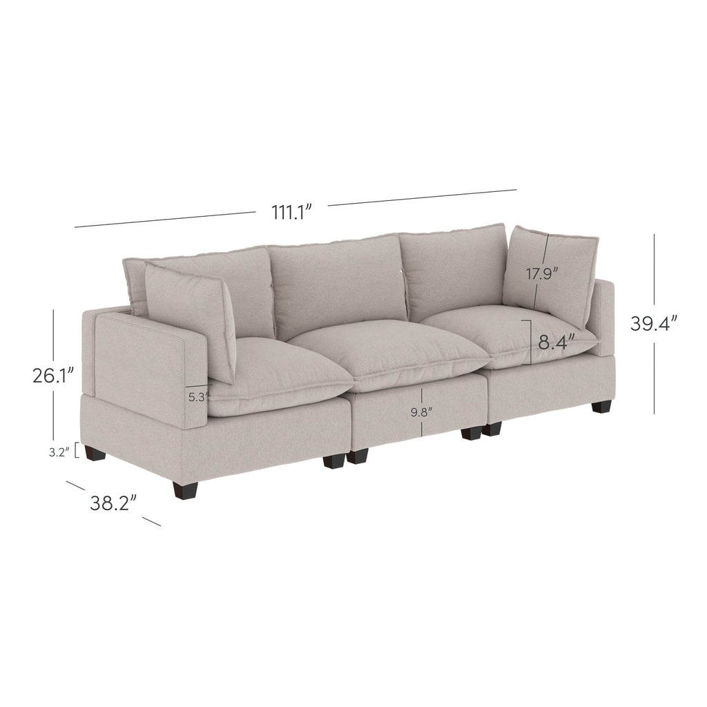 Canapé modulaire rembourré Chelsea Modern Cloud avec assise profonde et coussins moelleux
