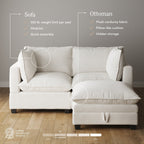 Canapé modulaire rembourré Chelsea Modern Cloud avec assise profonde et coussins moelleux