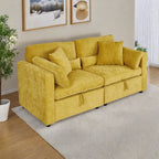 Canapé 2 places en chenille avec pieds en bois massif et pieds en quincaillerie antirouille