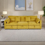 Canapé 3 places en chenille avec pieds en bois massif et pieds en quincaillerie antirouille