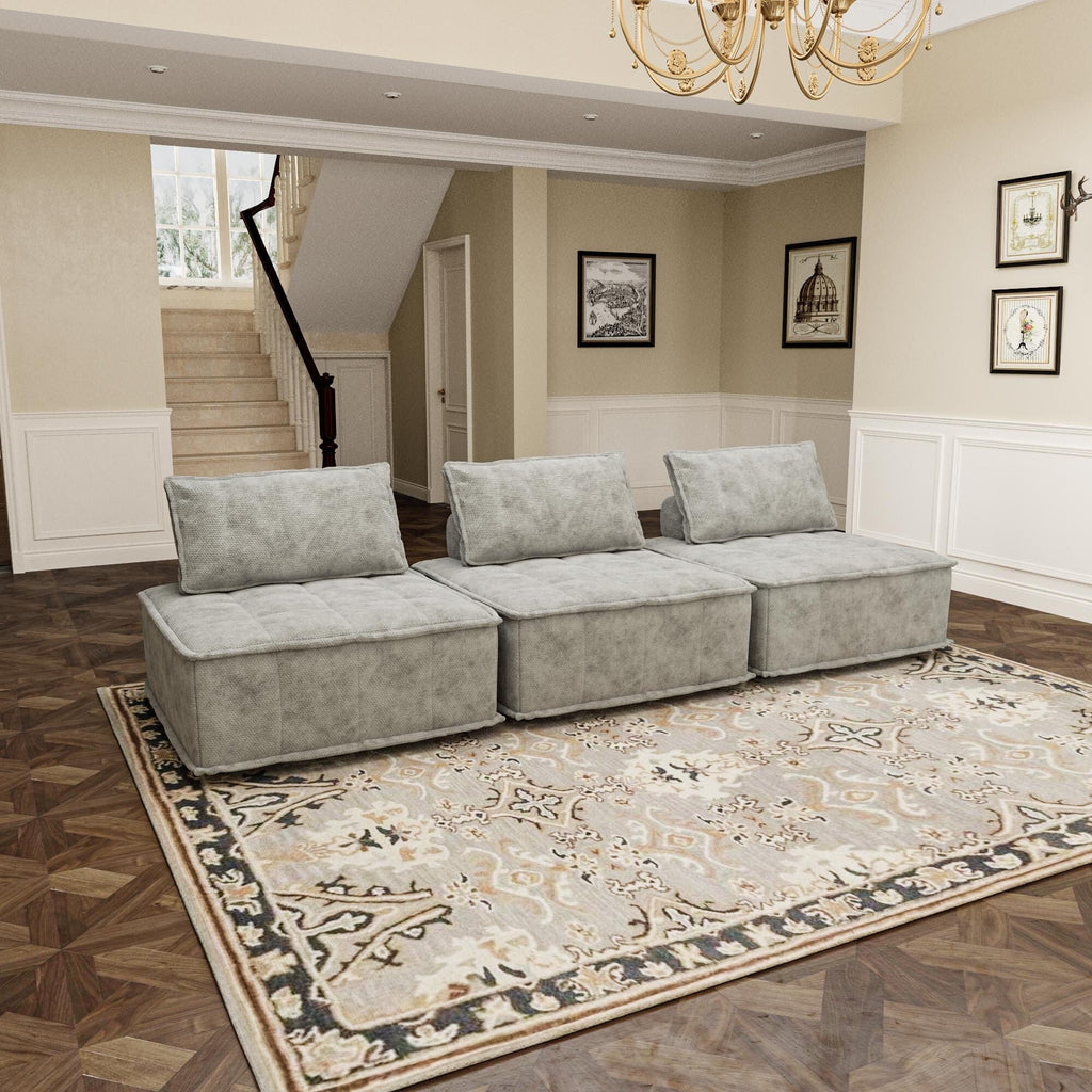 Ensemble de canapé modulaire 3 pièces en chenille