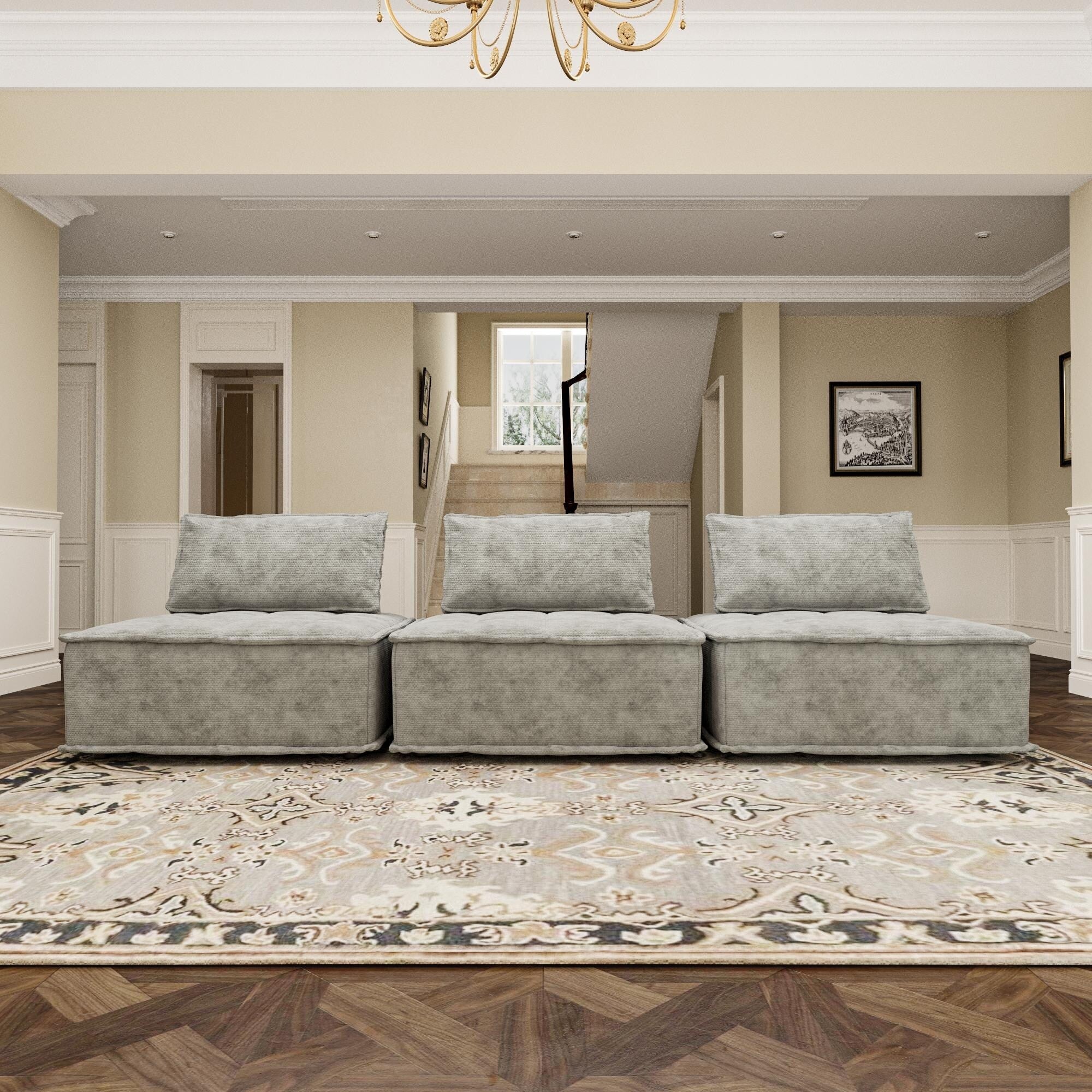 Ensemble de canapé modulaire 3 pièces en chenille