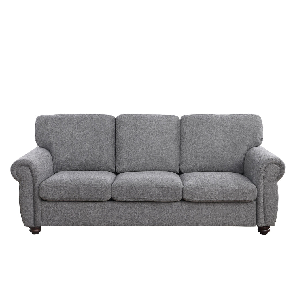 Canapé 3 places en chenille avec accoudoirs roulés