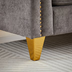 Canapé capitonné 3 places en chenille avec décoration cloutée en cuivre