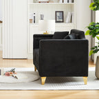 Canapé capitonné 3 places en chenille avec décoration cloutée en cuivre