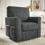 Fauteuil pivotant à 360° en chenille, fauteuil moderne avec poches latérales, fauteuil pivotant, fauteuil inclinable ergonomique pour chambre à coucher