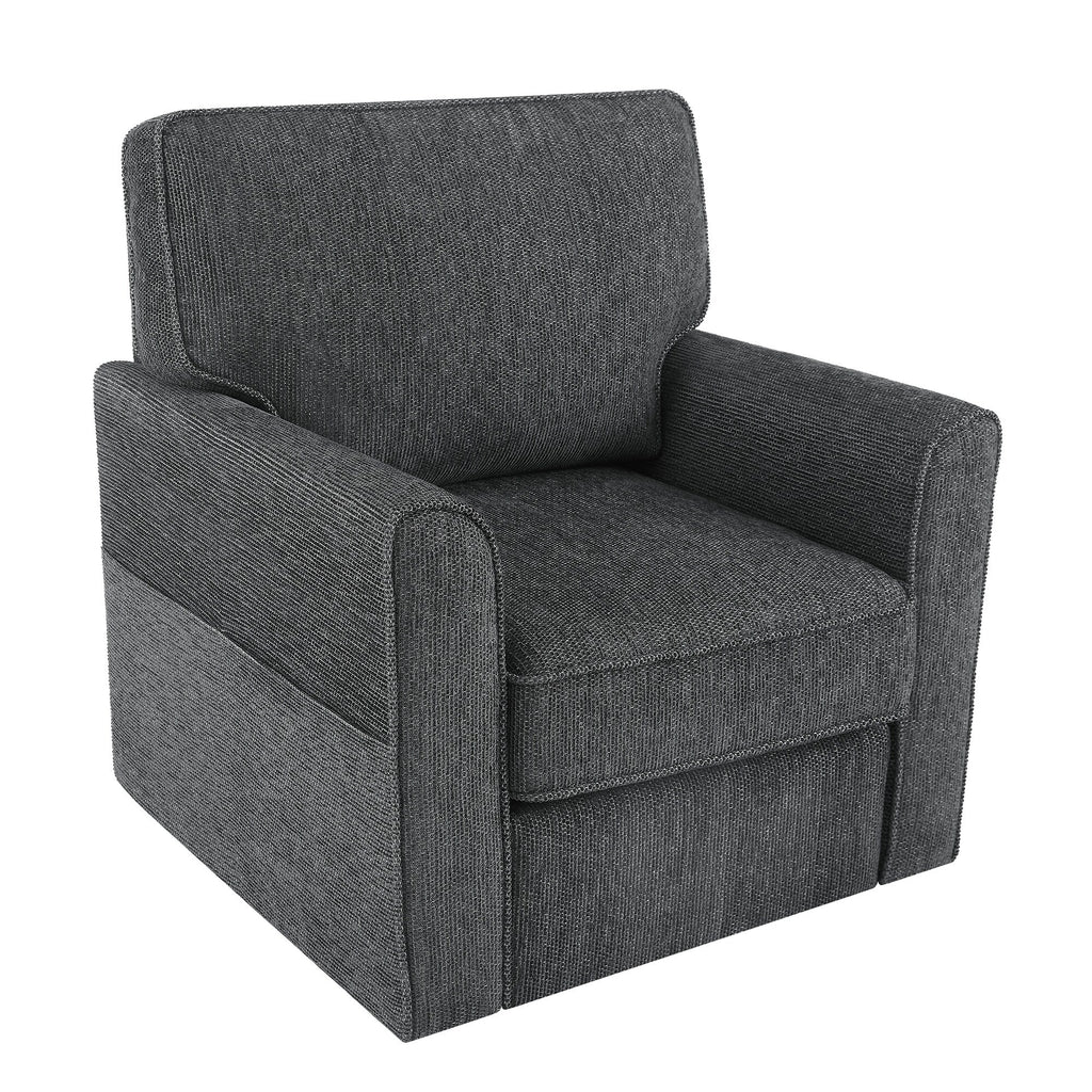 Fauteuil pivotant à 360° en chenille, fauteuil moderne avec poches latérales, fauteuil pivotant, fauteuil inclinable ergonomique pour chambre à coucher