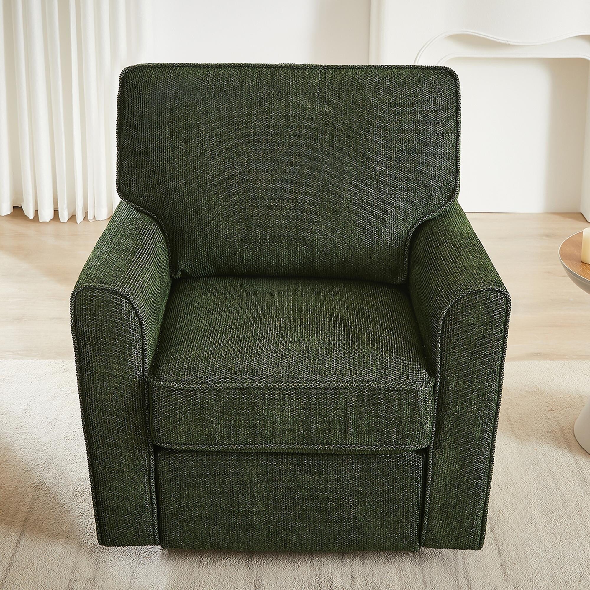 Fauteuil pivotant à 360° en chenille, fauteuil moderne avec poches latérales, fauteuil pivotant, fauteuil inclinable ergonomique pour chambre à coucher