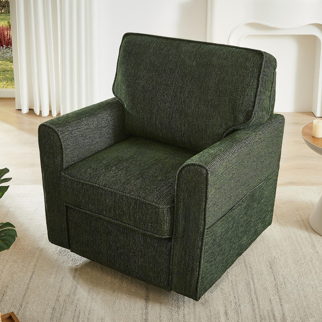 Fauteuil pivotant à 360° en chenille, fauteuil moderne avec poches latérales, fauteuil pivotant, fauteuil inclinable ergonomique pour chambre à coucher