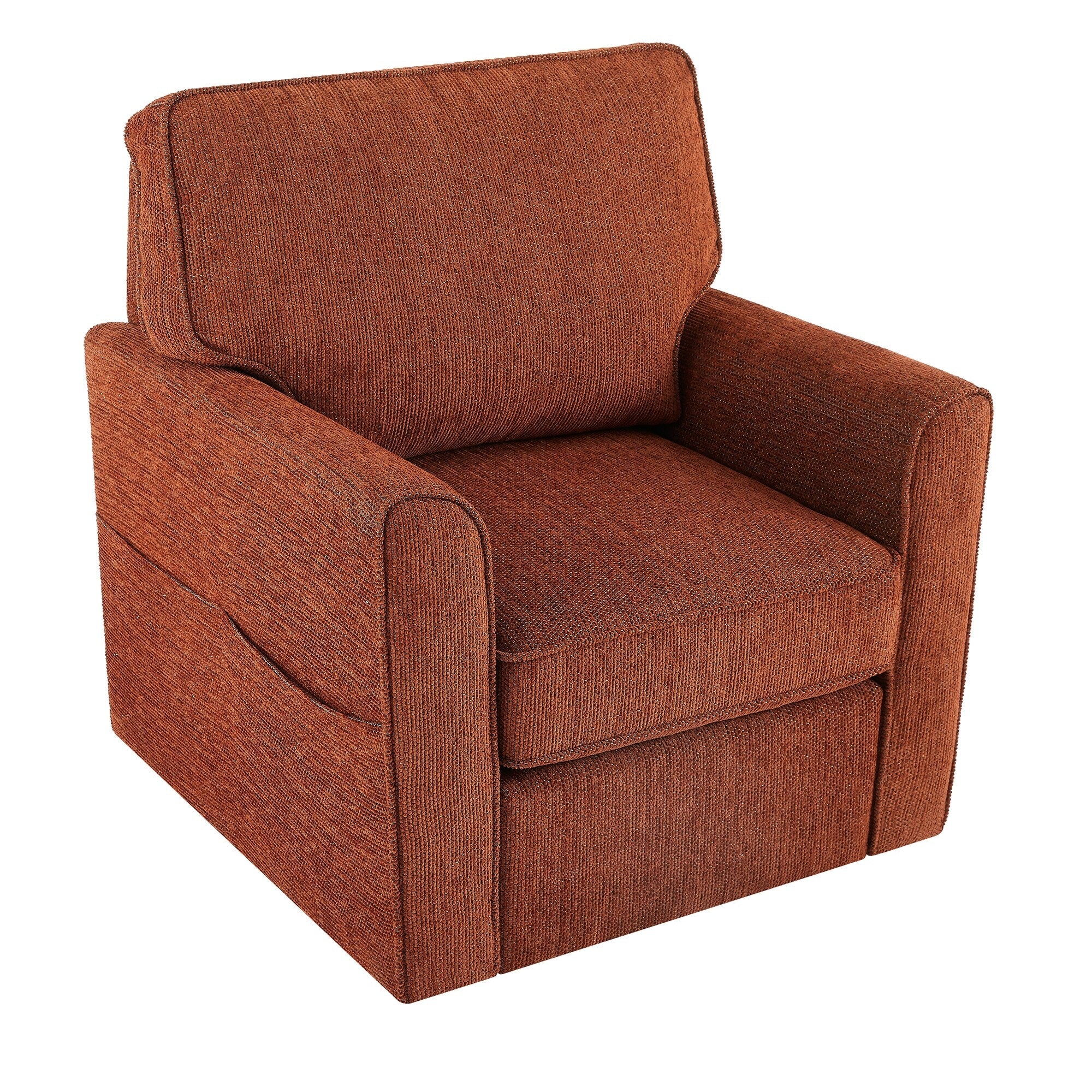 Fauteuil pivotant à 360° en chenille, fauteuil moderne avec poches latérales, fauteuil pivotant, fauteuil inclinable ergonomique pour chambre à coucher