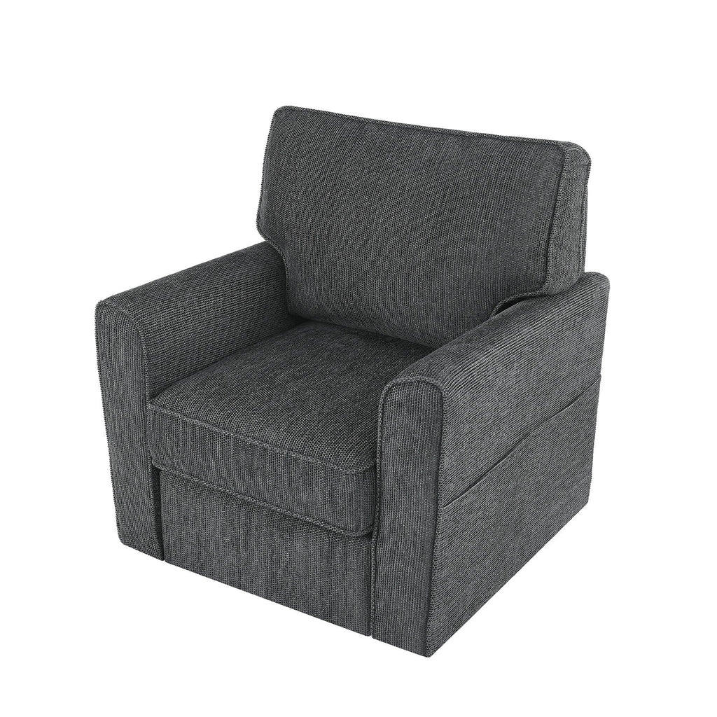 Fauteuil pivotant à 360° en chenille, fauteuil moderne avec poches latérales, fauteuil pivotant, fauteuil inclinable ergonomique pour chambre à coucher
