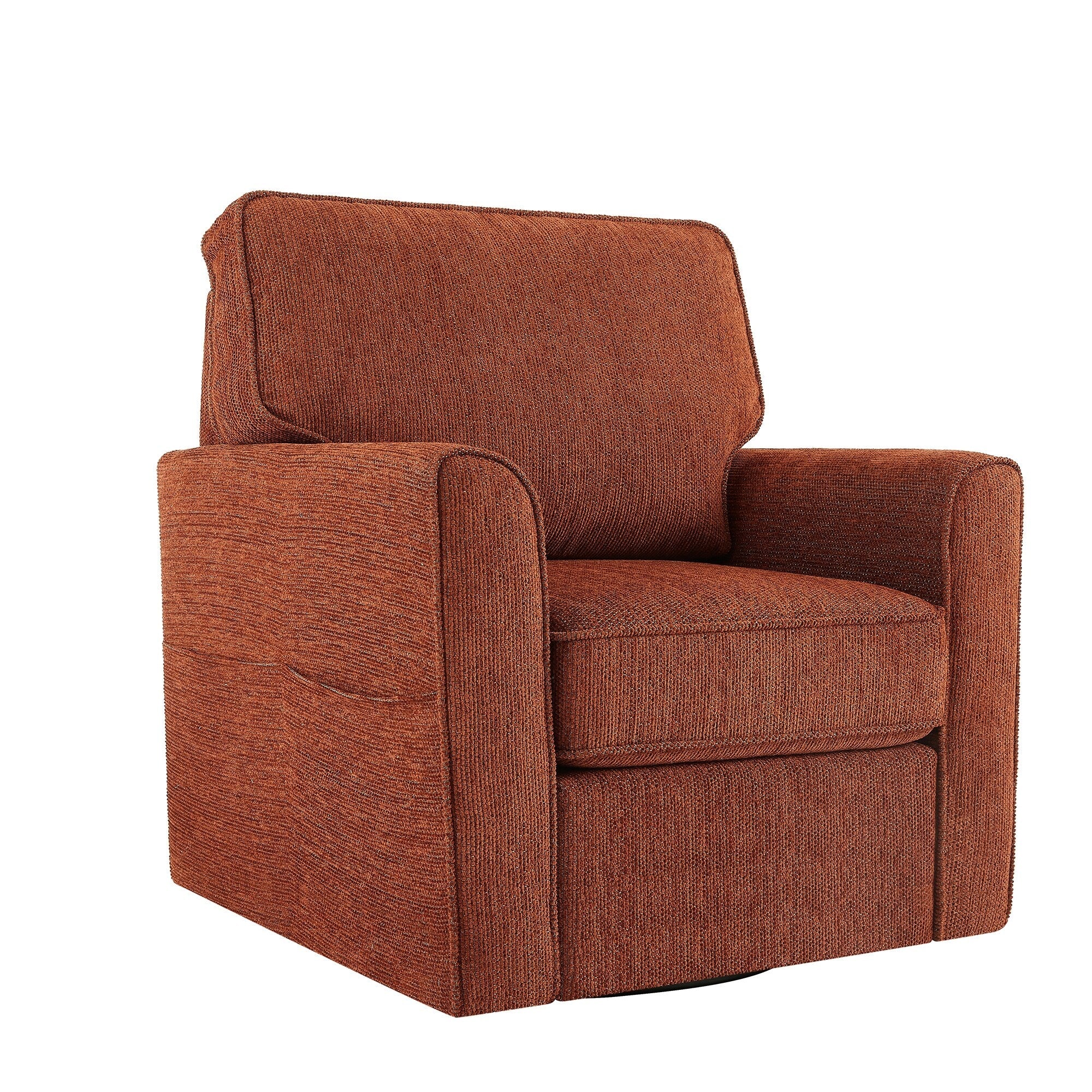 Fauteuil pivotant à 360° en chenille, fauteuil moderne avec poches latérales, fauteuil pivotant, fauteuil inclinable ergonomique pour chambre à coucher