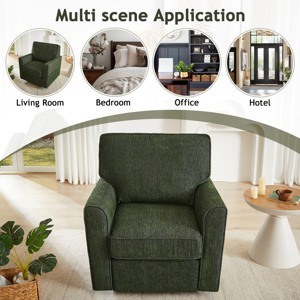 Fauteuil pivotant à 360° en chenille, fauteuil moderne avec poches latérales, fauteuil pivotant, fauteuil inclinable ergonomique pour chambre à coucher
