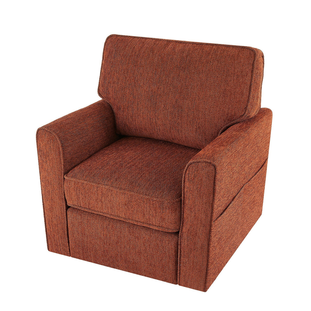 Fauteuil pivotant à 360° en chenille, fauteuil moderne avec poches latérales, fauteuil pivotant, fauteuil inclinable ergonomique pour chambre à coucher