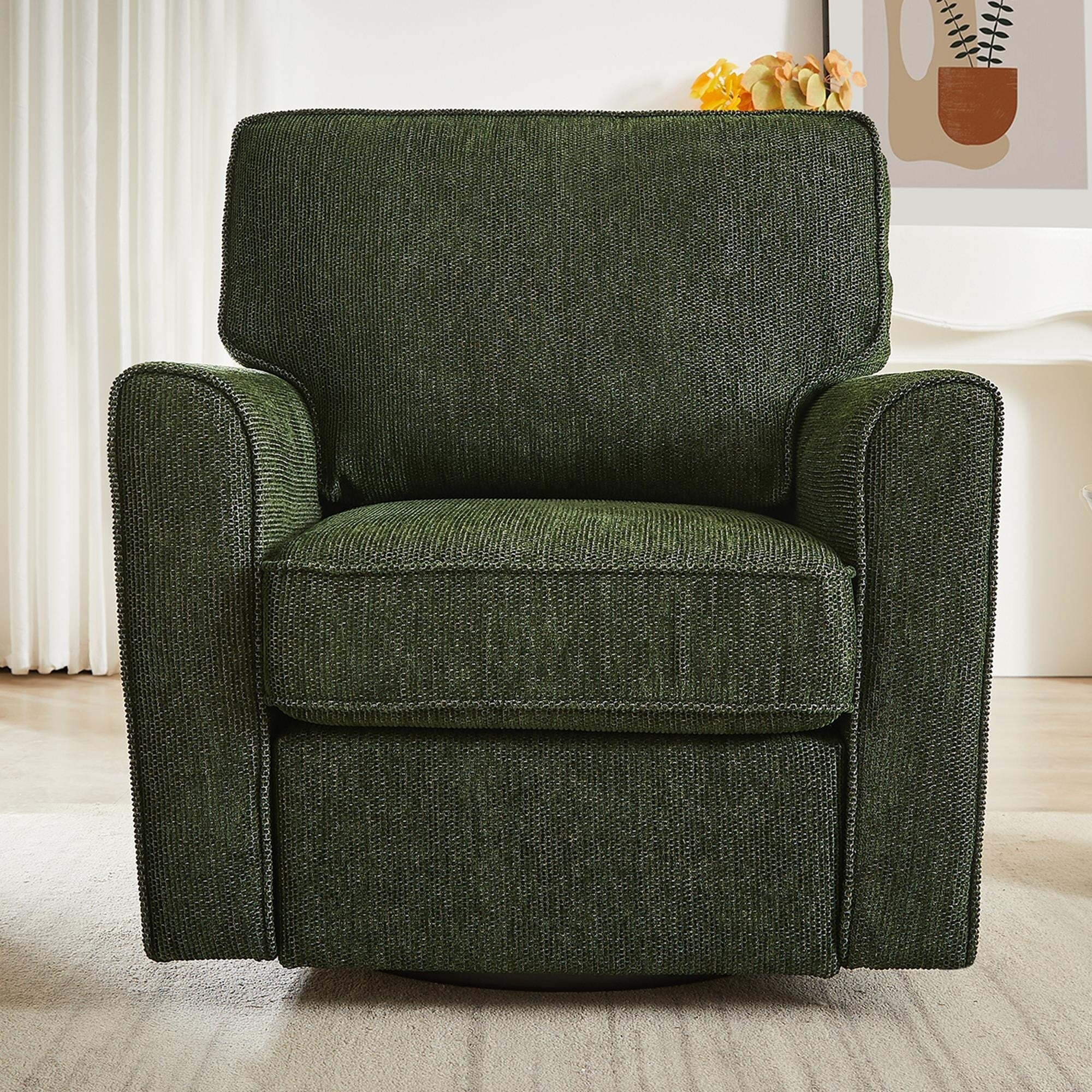 Fauteuil pivotant à 360° en chenille, fauteuil moderne avec poches latérales, fauteuil pivotant, fauteuil inclinable ergonomique pour chambre à coucher